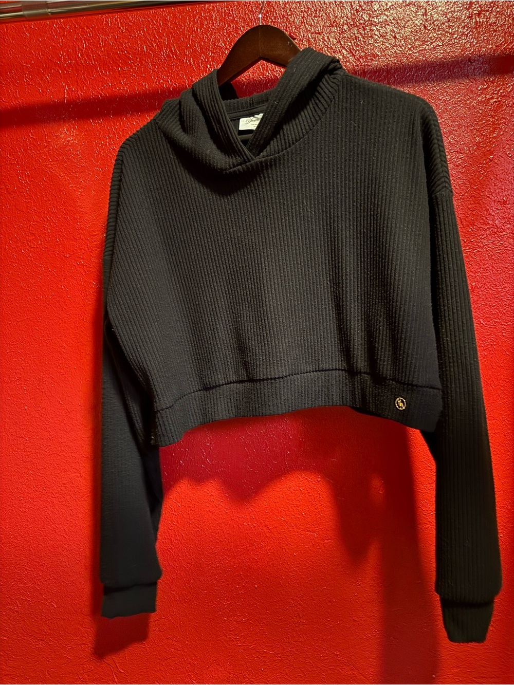 95. Pre loved YoungLA Black Cropped Ribbed Cowl Sweater